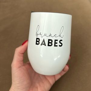NWT Brunch Babes White and Black Wine Tumblers